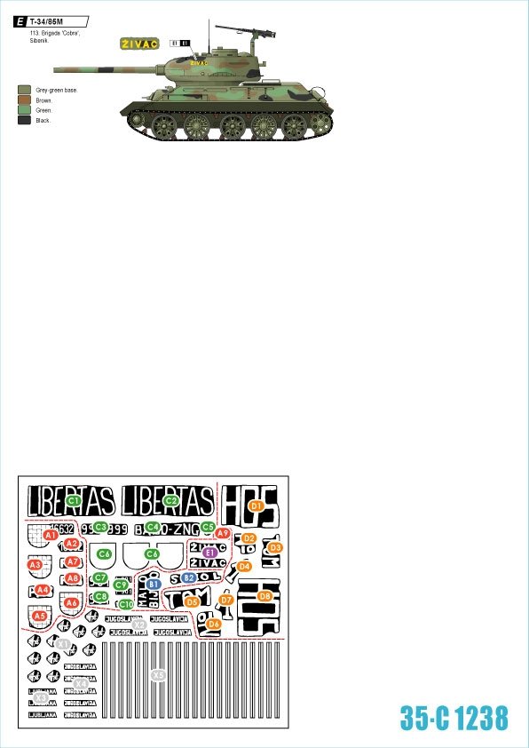 Star Decals 35-C1238 Domovinski Rat / Homeland War 1991-95. T-34/85M 1/35 – immagine 2