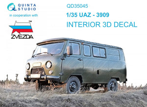 Quinta Studio QD35045 UAZ-3909 3D-Printed &amp;amp; coloured Interior on decal paper (Zvezda) 1/35