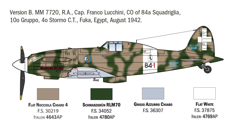 Italeri 1481 Macchi MC.202 Flogore &amp;quot;Aces&amp;quot; - 5 Regia Aeronautica Aces Versions 1/72 – zdjęcie 3