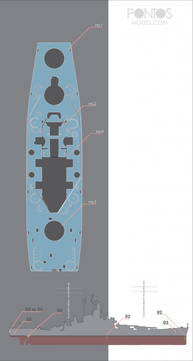 Pontos 35025WD1 USS BB-59 Massachusetts Wooden Deck set 1/350 – immagine 3