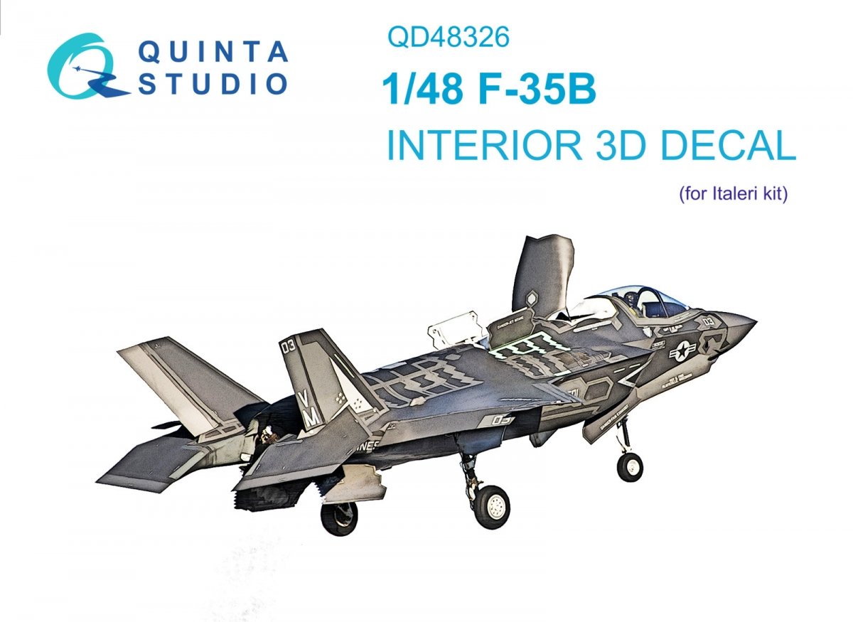Quinta Studio QD48326 F-35B 3D-Printed &amp;amp; coloured Interior on decal paper (Italeri) 1/48