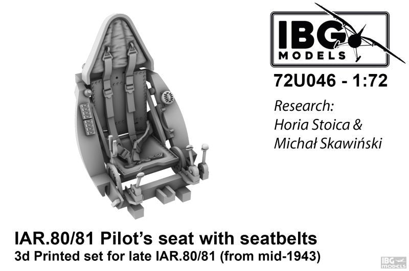 IBG 72U046 Pilot's Seat with Seatbelts for I.A.R. 80/81 (Late, armored, used from mid 1943) 1/72