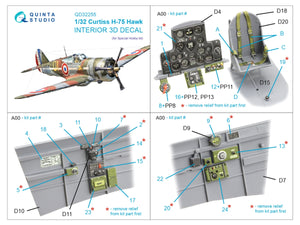 Quinta Studio QD32255 Curtiss H-75 Hawk 3D-Printed &amp;amp; coloured Interior on decal paper (Special Hobby) 1/32 – imagen 2