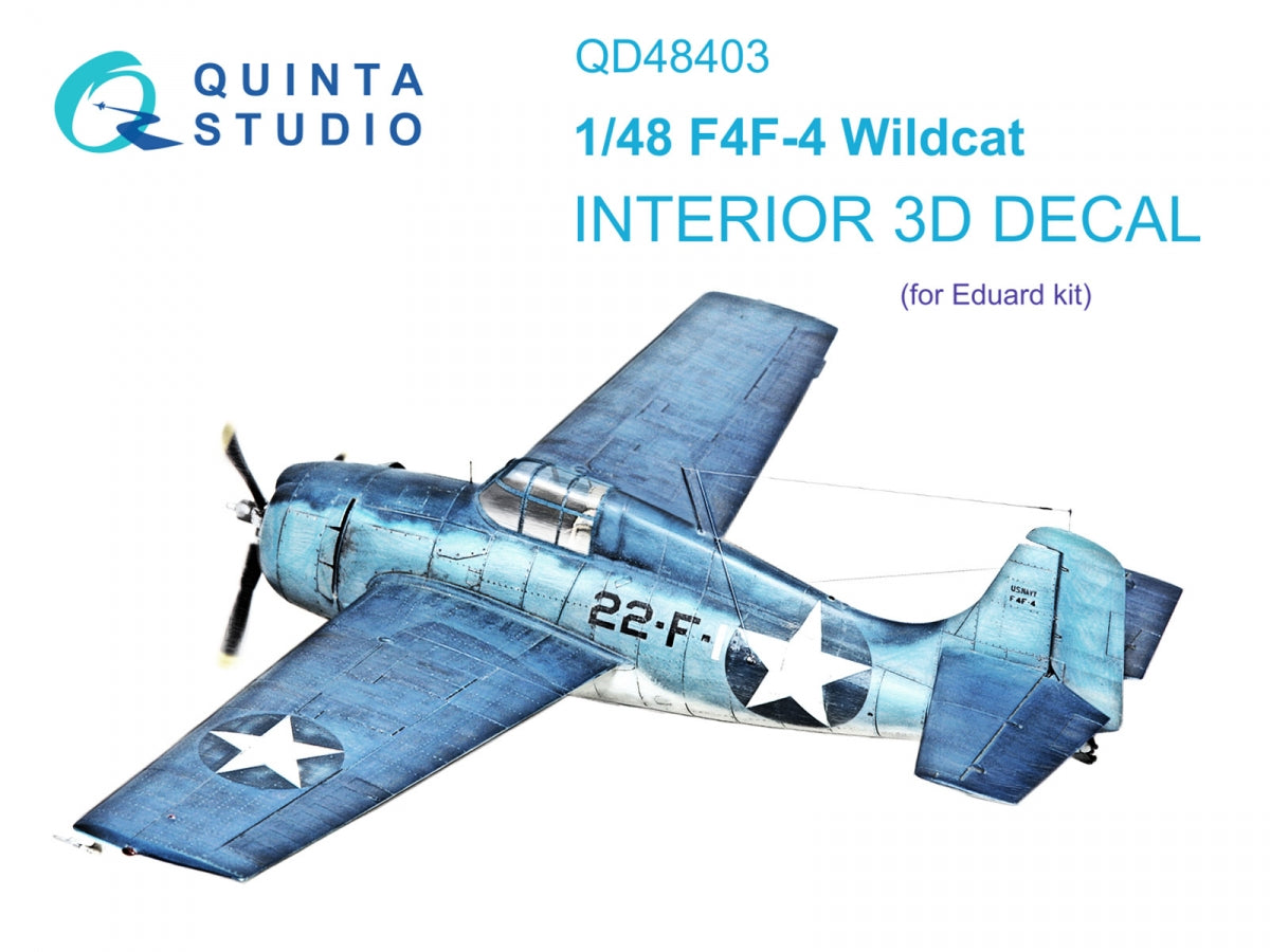 Quinta Studio QD48403 F4F-4 Wildcat 3D-Printed &amp; colored Interior on decal paper (Eduard) 1/48