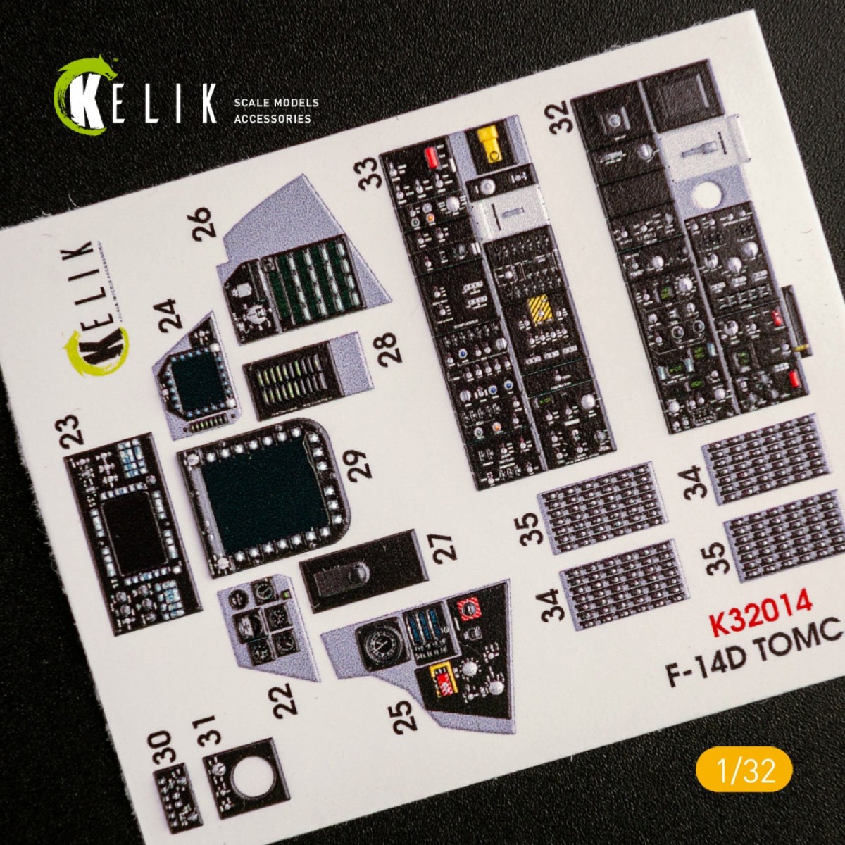 KELIK K32014 F-14D SUPER TOMCAT - INTERIOR 3D DECAL FOR TRUMPETER KIT 1/32 – immagine 2