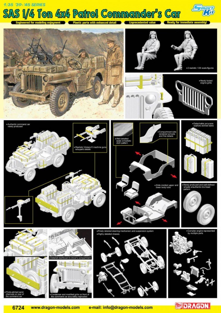 Dragon 6724 SAS 1/4 Ton 4x4 Patrol Commander&amp;#39;s Car 1/35 – imagen 2