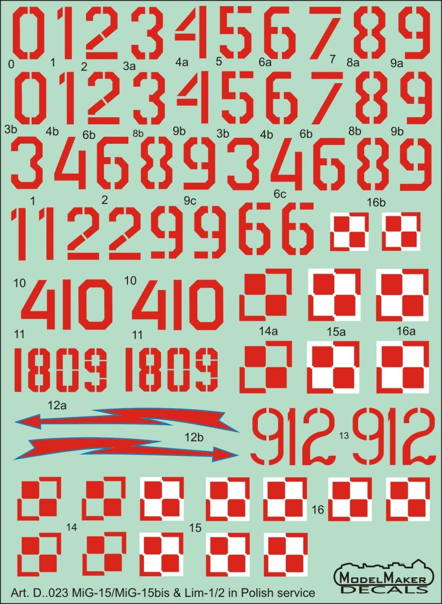 ModelMaker Decals D48023 MiG-15/15bis &amp; Lim-1/2 in Polish service