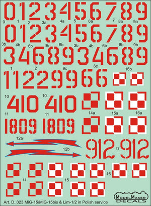 ModelMaker Decals D48023 MiG-15/15bis &amp;amp; Lim-1/2 in Polish service