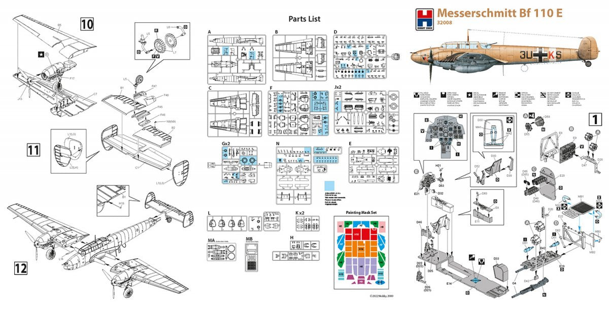 Hobby 2000 32008 Messerschmitt Bf 110 E ( Dragon + Cartograf + Mask ) 1/32 – imagen 2