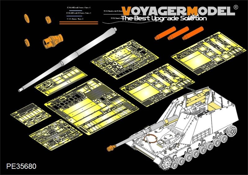 Maquette Voyager PE35680 Sd.Kfz. 164 Nashorn B allemand de la Seconde Guerre mondiale, canon inclus (pour TAMIYA 35335), échelle 1/35 