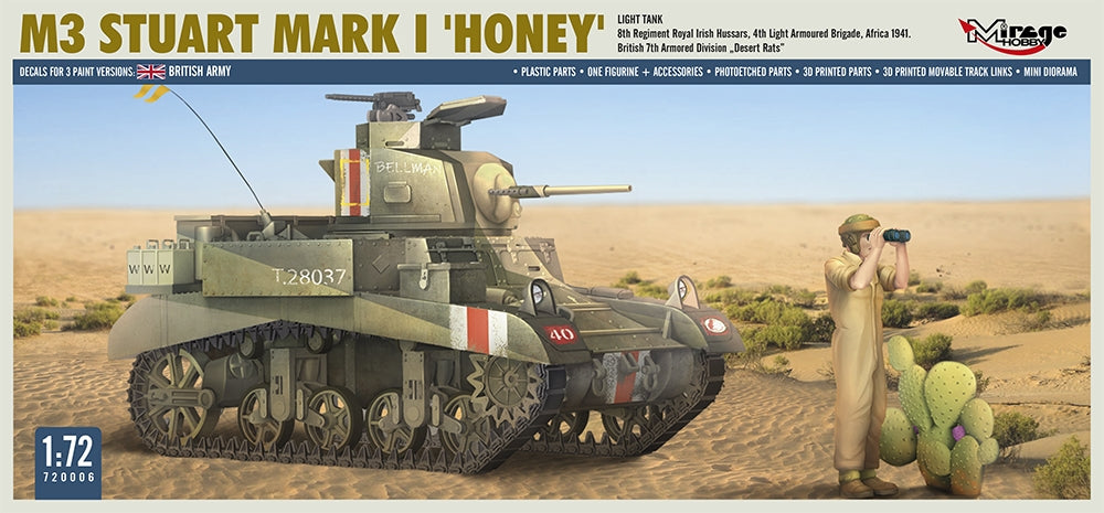 Mirage Hobby 720006 M3 Stuart Mk.I Honey Light Tank 1/72 – zdjęcie 2
