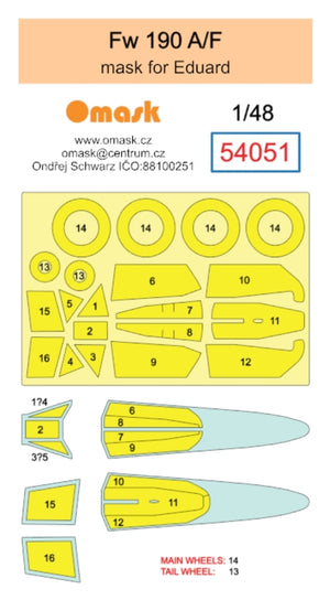 Omask 54051 Fw 190 A/F mask (for Eduard) 1/48 – immagine 2