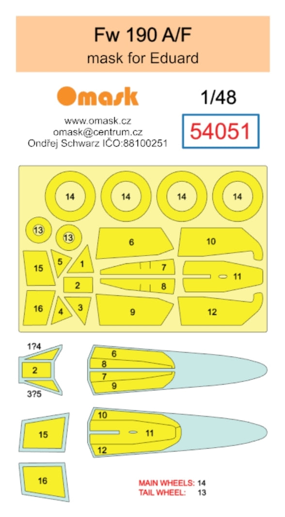 Omask 54051 Fw 190 A/F mask (for Eduard) 1/48 – immagine 2