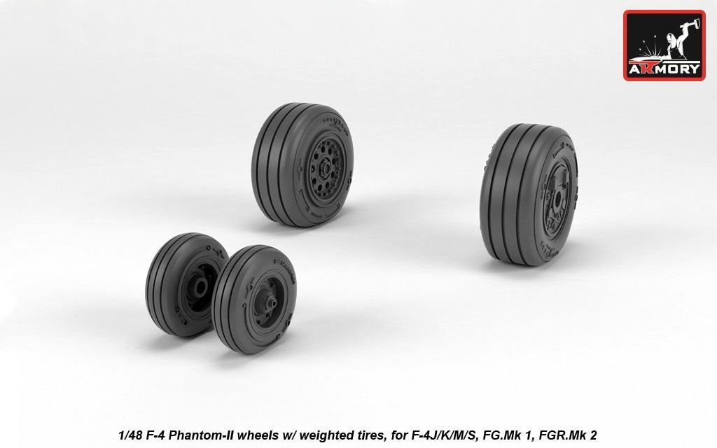 Armory Models AW48325 F-4 Phantom-II wheels w/ weighted tires, late 1/48 – immagine 3