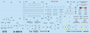 Eduard D48014 Fw 190D stencils 1/48