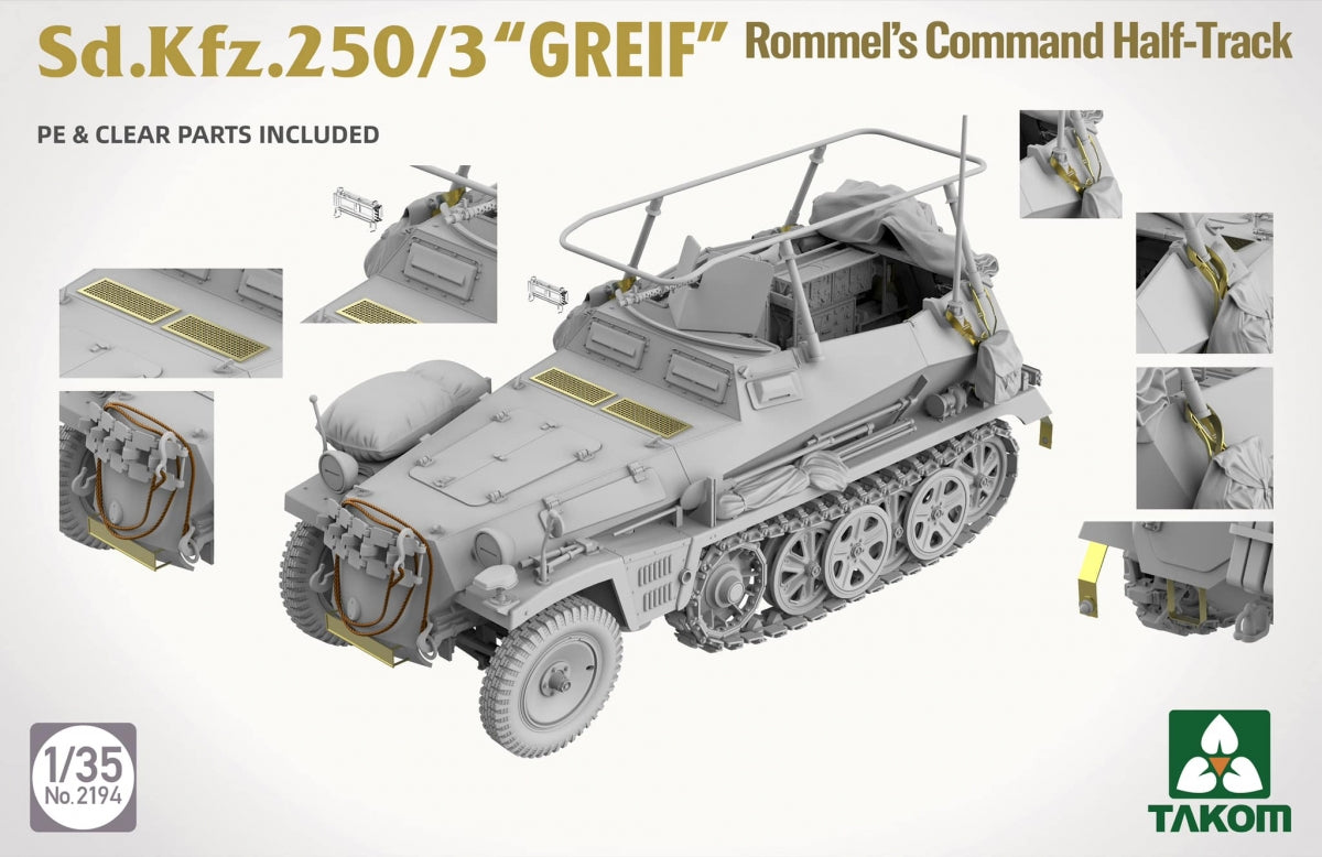 Takom 2194 Sd.Kfz 250/3 Greif Rommel Command Half-Track 1/35 – immagine 3