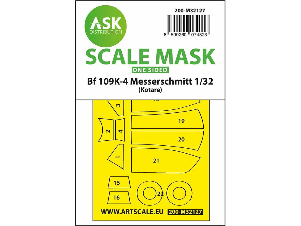Art Scale Kit M32127 Bf 109K-4 One-Sided Express Fit Mask for Kotare 1/32
