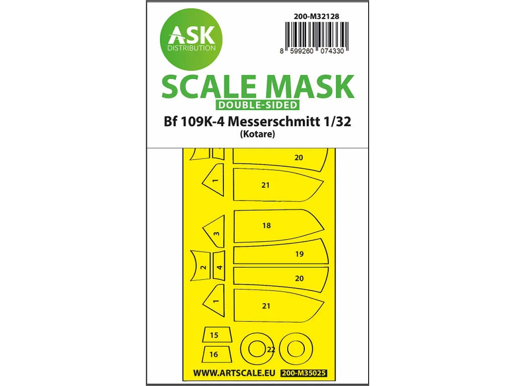 Art Scale Kit M32128 Bf 109K-4 Double-Sided Express Fit Mask for Kotare 1/32