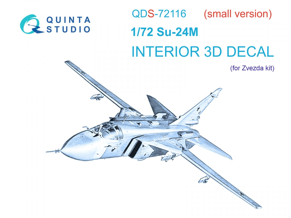 Quinta Studio QDS-72116 Su-24M 3D-Printed coloured Interior on decal paper (Zvezda) (small version) 1/72