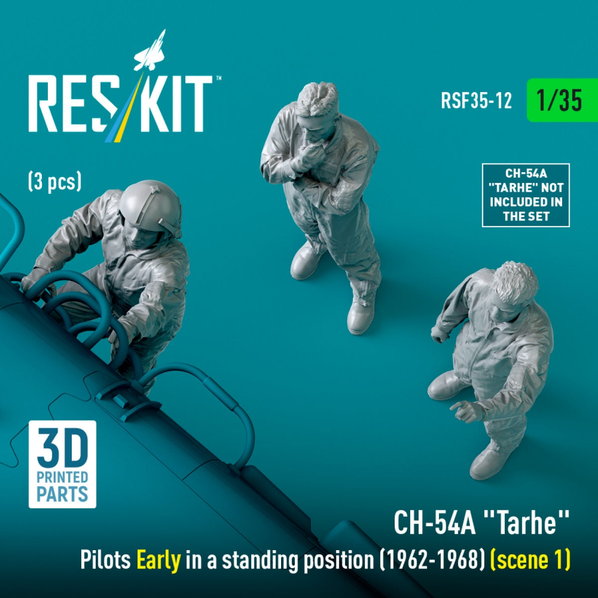 RESKIT RSF35-0012 CH-54A &amp;quot;Tarhe&amp;quot; pilots Early in a standing position (1962-1968) (scene 1) (3 pcs) (3D Printed) 1/35 – immagine 3