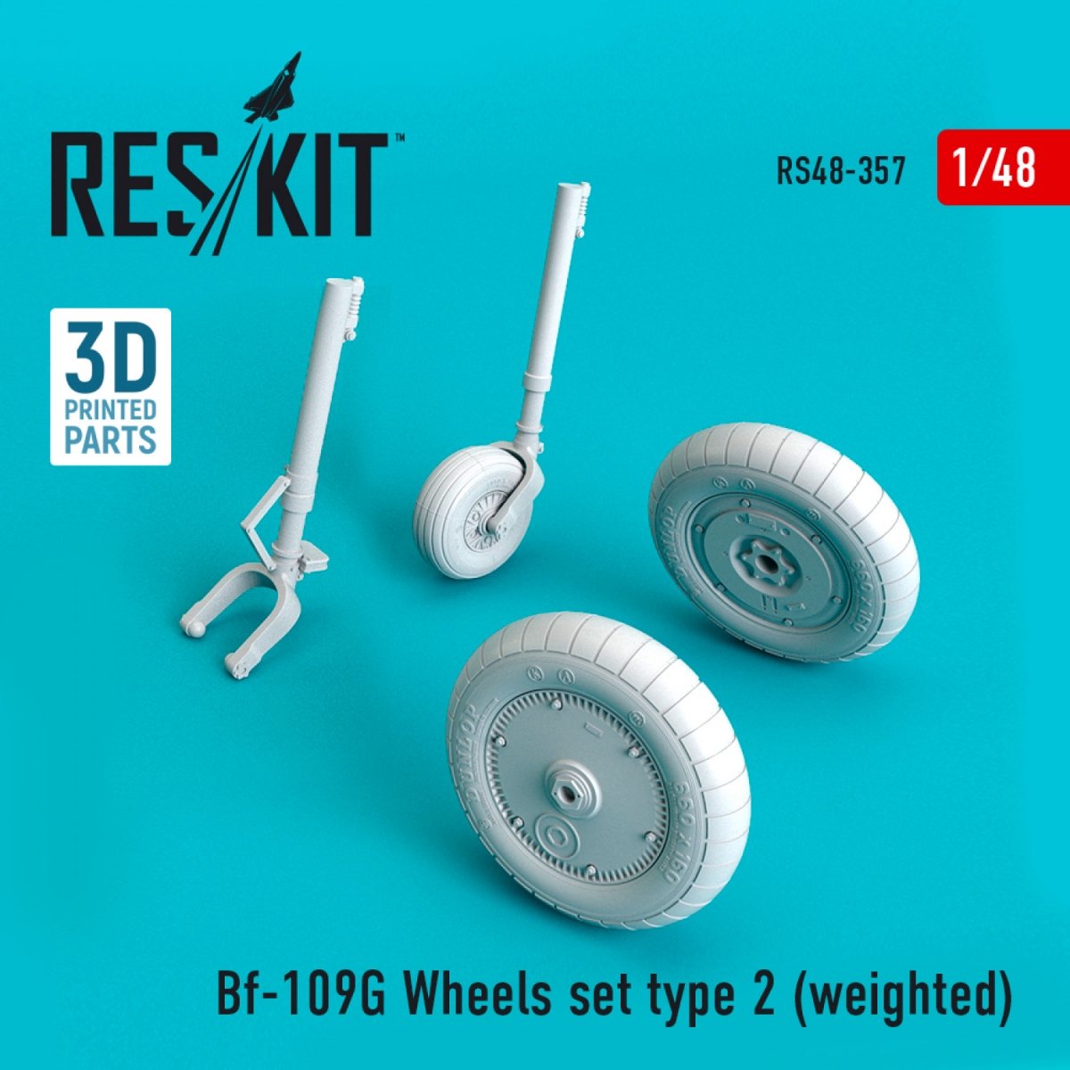 RESKIT RS48-0357 BF-109G WHEELS SET TYPE 2 (WEIGHTED) 1/48