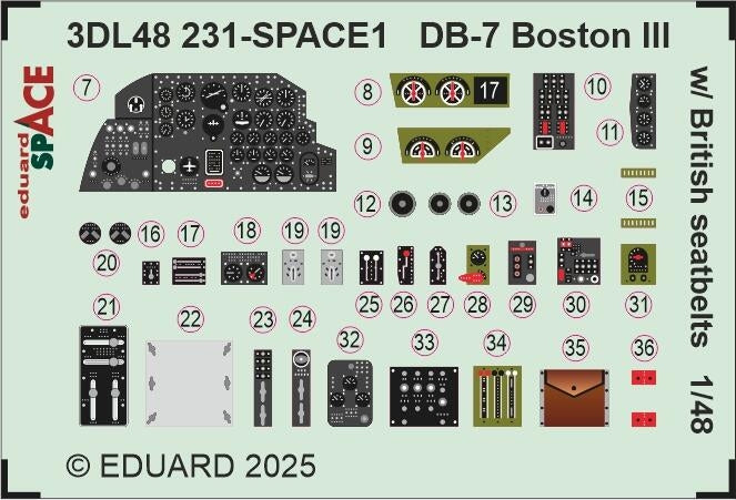 Eduard 3DL48231 DB-7 Boston III With British Seatbelts SPACE HK Models 1/48 – immagine 3