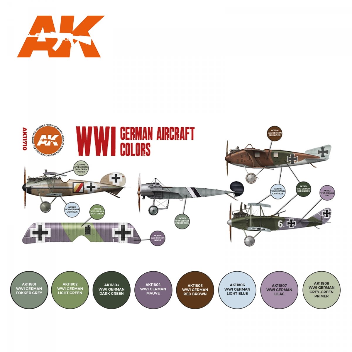 AK Interactive AK11710 WWI GERMAN AIRCRAFT COLORS 8x17 ml – Bild 2
