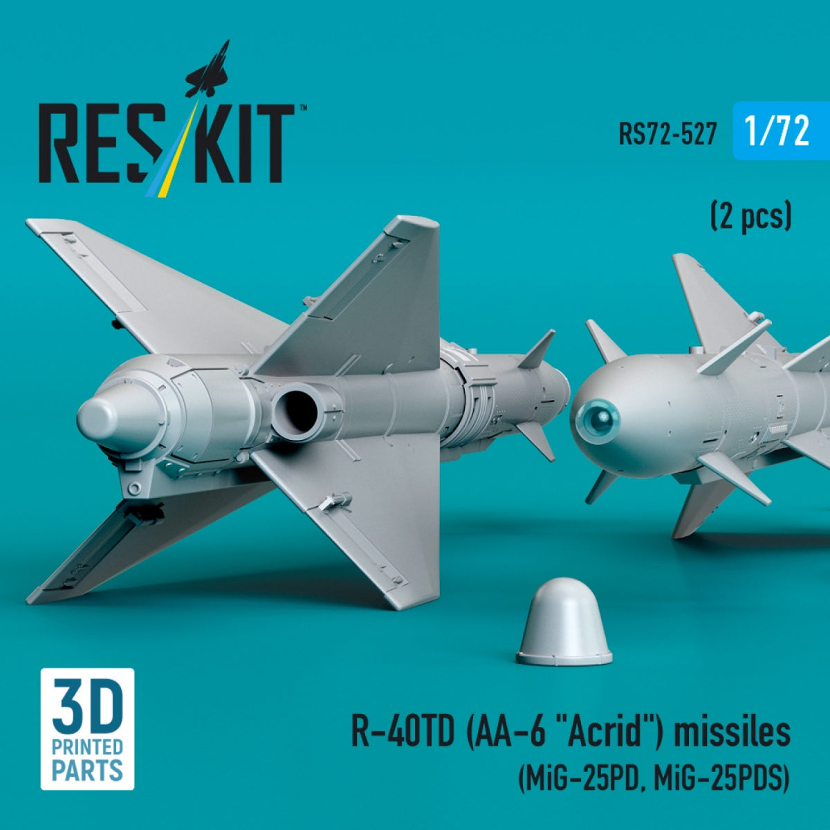 RESKIT RS72-0527 R-40TD (AA-6 &amp;quot;Acrid&amp;quot;) missiles (2 pcs) (3D Printed) 1/72 – immagine 2