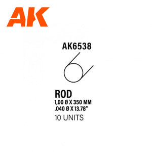 AK Interactive AK6538 ROD 1.00 DIAMETER X 350MM – STYRENE ROD – (10 UNITS)