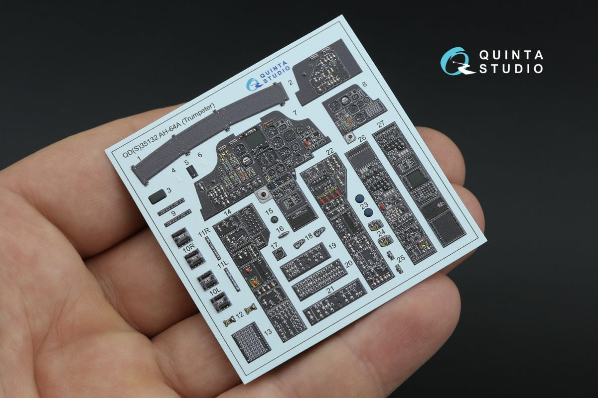 Intérieur coloré imprimé en 3D sur papier décalcomanie (Trumpeter) Quinta Studio QD35132 AH-64A 1/35 – image 6