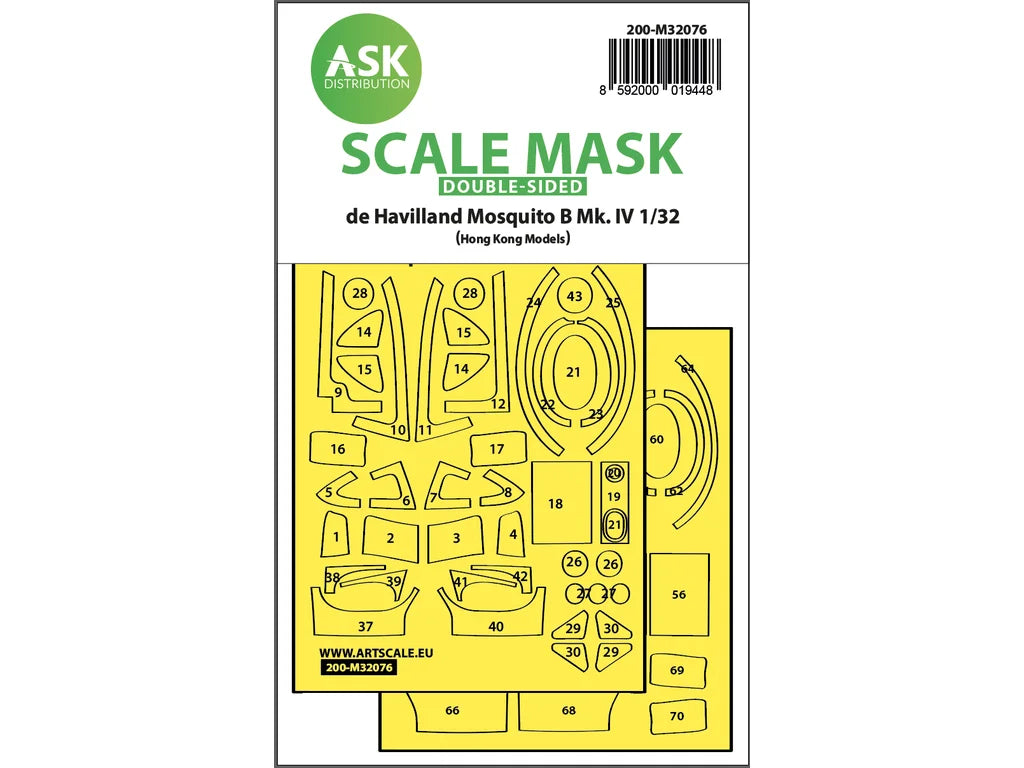 Art Scale Kit M32076 Mosquito B Mk.IV Double-Sided Fit Mask for Hong Kong Model 1/32