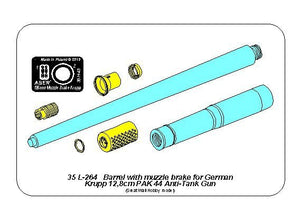 Aber 35L-264 Lufa z hamulcem wylotowym do niemieckiej armaty p/panc. Krupp 12,8cm PAK 44 (Great Wall) 1/35 – immagine 3