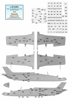 Omask 17007 L-29 Delfín masks for panels (for AMK/Eduard) 1/72