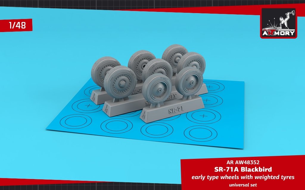 Armory Models AW48352 SR-71A Blackbird early type wheels w/ weighted tires 1/48