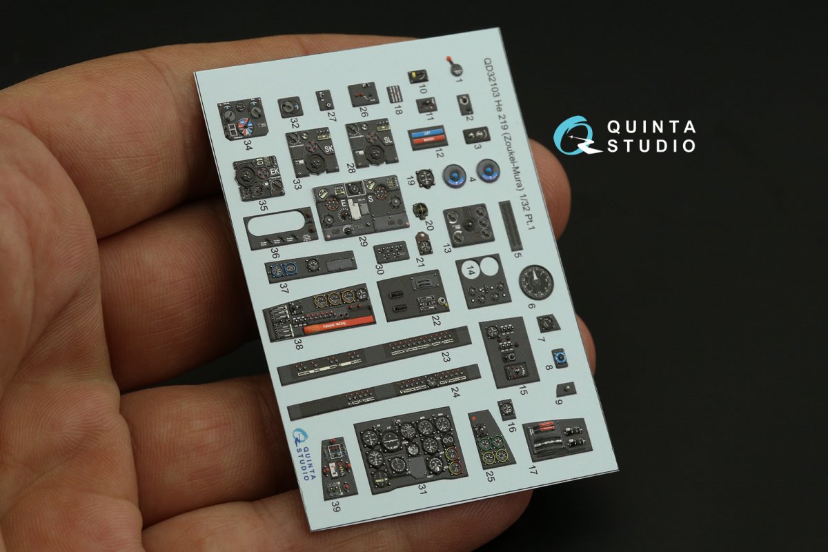 Quinta Studio QD32103 He 219 3D-Printed &amp;amp; coloured Interior on decal paper ( ZM SWS ) 1/32 – immagine 12