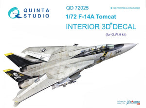 Quinta Studio QD72025 F-14A 3D-Printed &amp;amp; coloured Interior on decal paper (for GWH kit) 1/72