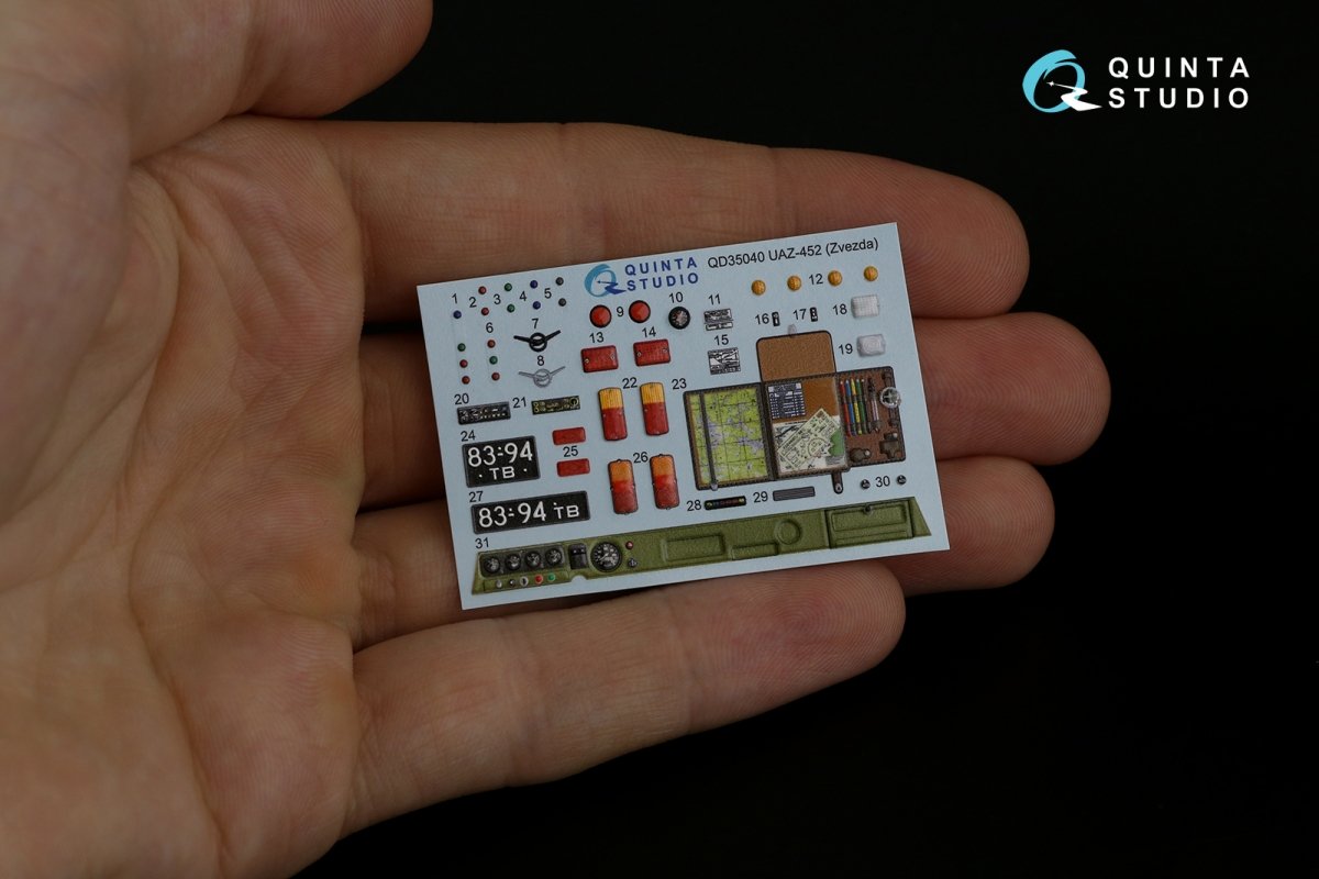 Quinta Studio QD35040 UAZ-452 3D-Printed &amp;amp; coloured Interior on decal paper (Zvezda) 1/35 – immagine 9