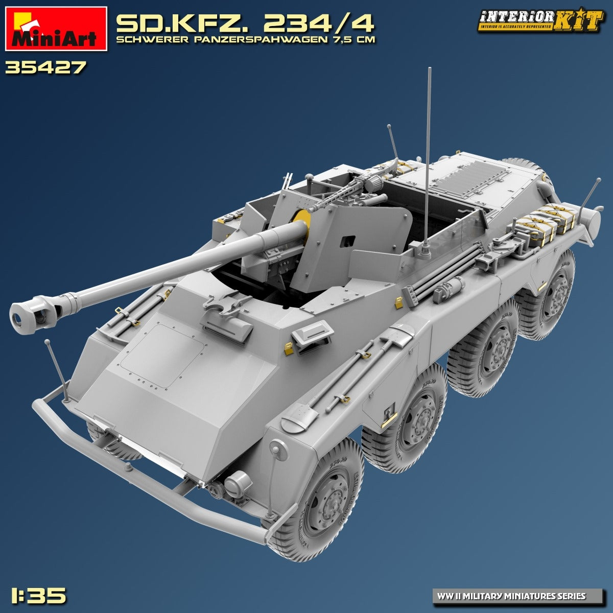 MiniArt 35427 Sd.Kfz. 234/4 SCHWERER PANZERSPÄHWAGEN 7,5 cm. INTERIOR KIT 1/35 – Bild 13