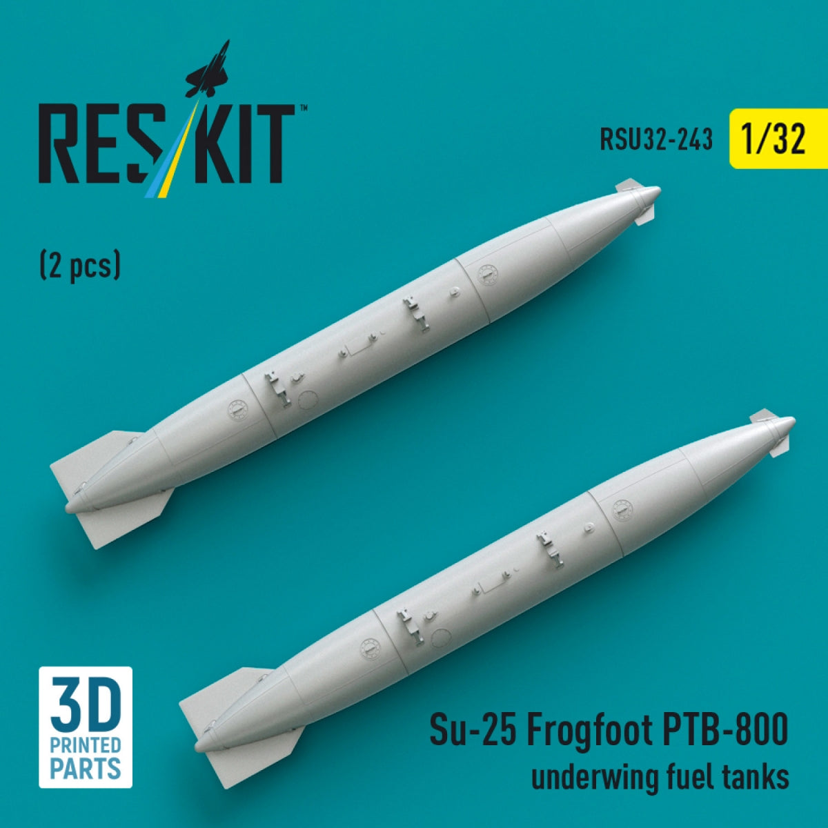 RESKIT RSU32-0243 Su-25 Frogfoot PTB-800 underwing fuel tanks (2 pcs) (3D Printed) 1/32