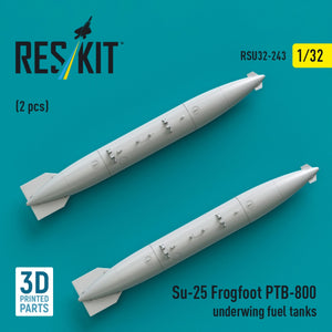 RESKIT RSU32-0243 Su-25 Frogfoot PTB-800 underwing fuel tanks (2 pcs) (3D Printed) 1/32