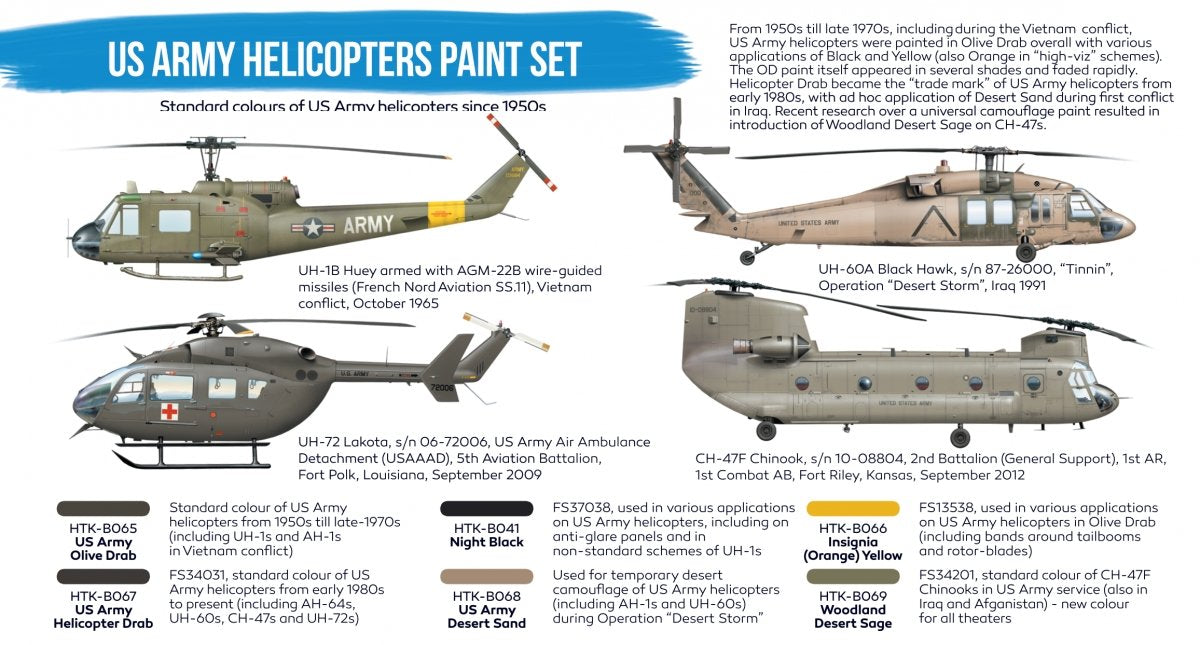 Hataka HTK-BS19 US Army Helicopters Paint Set (6x17ml) – immagine 2