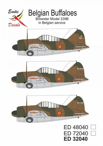 Exotic Decals 32040 Belgian Buffaloes - Brewster Model 339B in Belgian Service 1/32