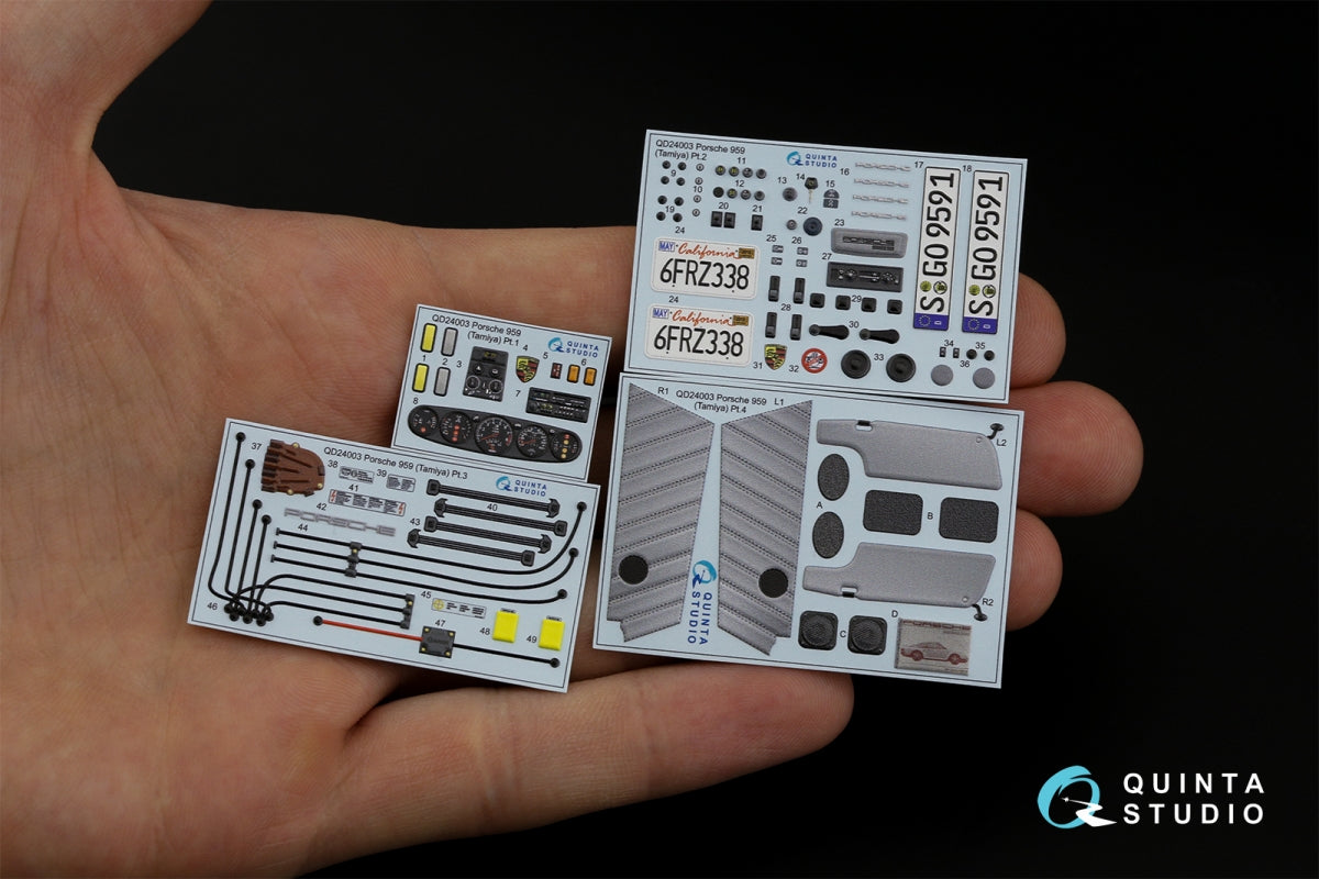 Quinta Studio QD24003 Porsche 959 3D-Printed &amp;amp; coloured Interior on decal paper (Tamiya) 1/24 – immagine 4