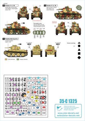 Star Decals 35-C1325 Axis Tank Mix # 7. Czechoslovak and Slovak tanks in WW2. Skoda LT vz. 35, Praga LT 38, PzKpfw 38(t), PzKpfw II Ausf A-C, PzKpfw III Ausf N 1/35 – imagen 3
