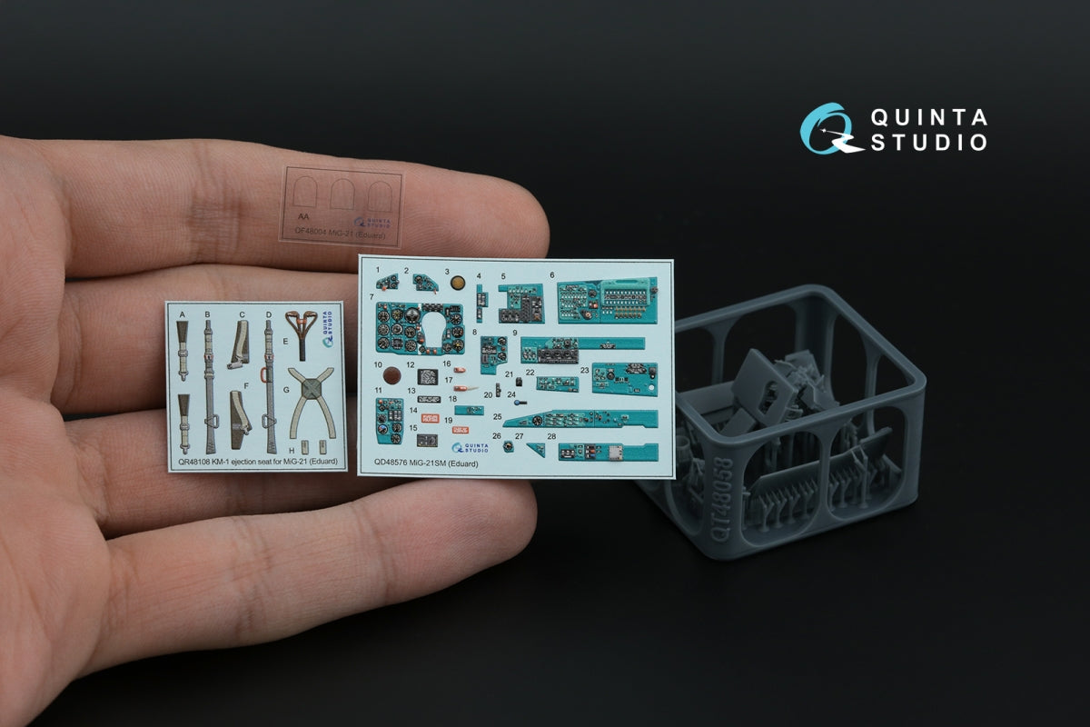 Quinta Studio QD+48576 MiG-21SM Fishbed-J 3D-Printed &amp;amp; coloured Interior on decal paper (Eduard) (with 3D-printed resin parts) 1/48 – immagine 13