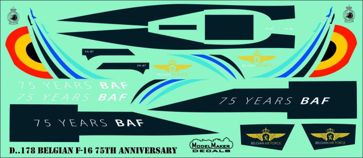 ModelMaker Decals D48178 Belgian F-16 75TH Anniversary 1/48 – Bild 3