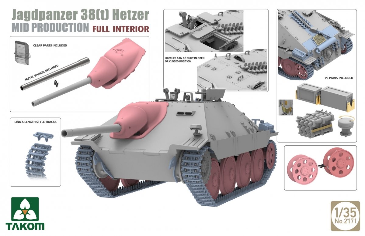 Takom 2171 Jagdpanzer 38(t) Hetzer Mid Production Full Interior 1/35 – image 3