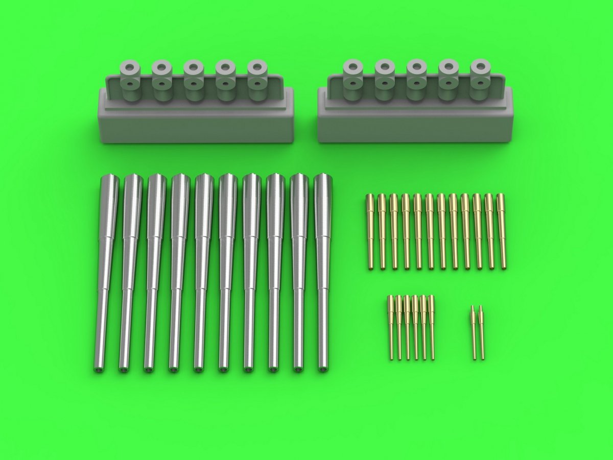 Master SM-350-106 SMS Seydlitz armament - barrels 280mm (10 pcs.), 150mm (12 pcs.), 88mm (8 pcs.) with resin elements for mounting the barrels (for Hobby Boss model) 1/350