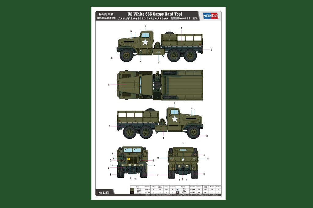 Hobby Boss 83801 US White 666 Cargo Hard Top 1/35 – image 3