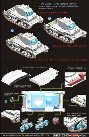 Bronco CB35150 British Cruiser Tank Mk. II, IIA IIA CS 1/35 – immagine 2